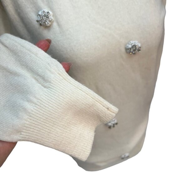 RAOUL Ivory Embellished Merino Wool Bend Sweater Size S - Picture 6 of 10